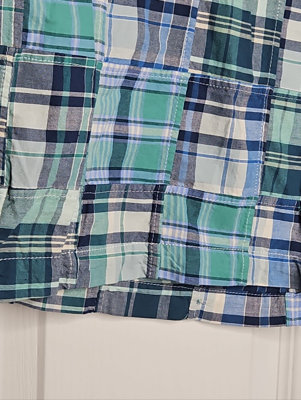 NWT L.L. Bean women’s Patchwork Plaid Shorts in Blue and Green - Picture 4 of 11